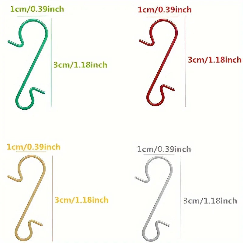 60pcs Christmas Ornament Hooks Ornament Hangers Christmas Metal Wire Silvery Golden Hooks Red Green Hooks For Christmas Tree Decoration Easter Gift House Of Avana