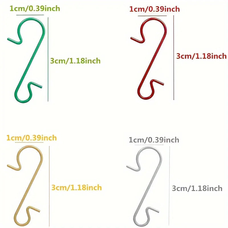 60pcs Christmas Ornament Hooks Ornament Hangers Christmas Metal Wire Silvery Golden Hooks Red Green Hooks For Christmas Tree Decoration Easter Gift House Of Avana [[SKU:HOA-SCU-488]]