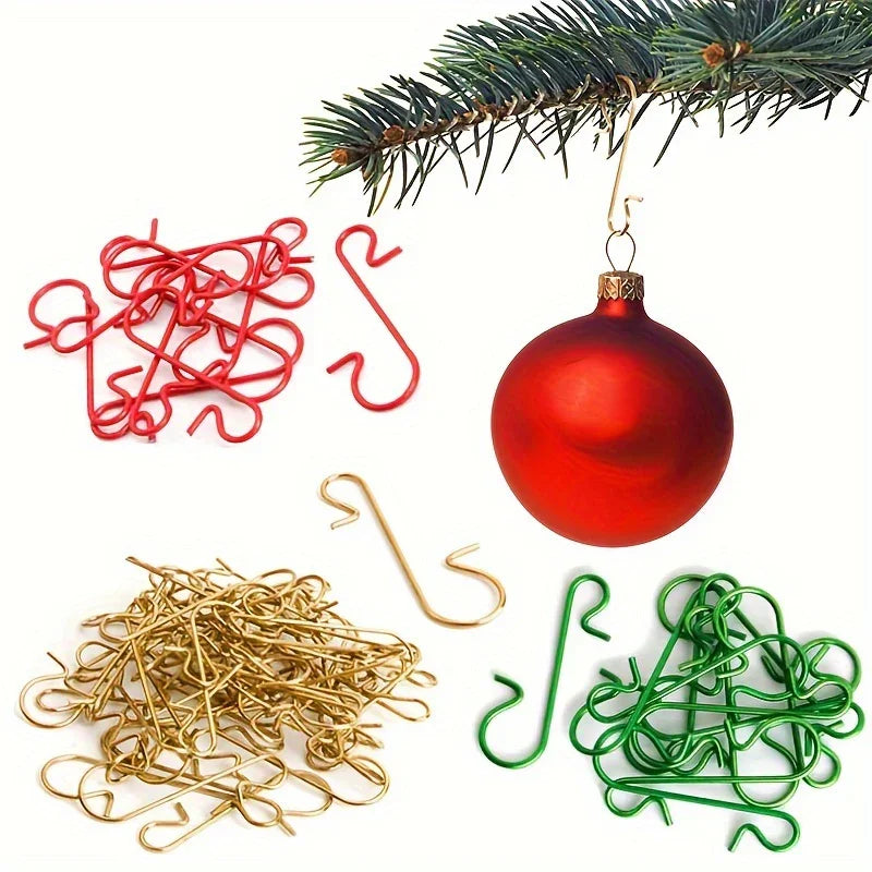 60pcs Christmas Ornament Hooks Ornament Hangers Christmas Metal Wire Silvery Golden Hooks Red Green Hooks For Christmas Tree Decoration Easter Gift House Of Avana