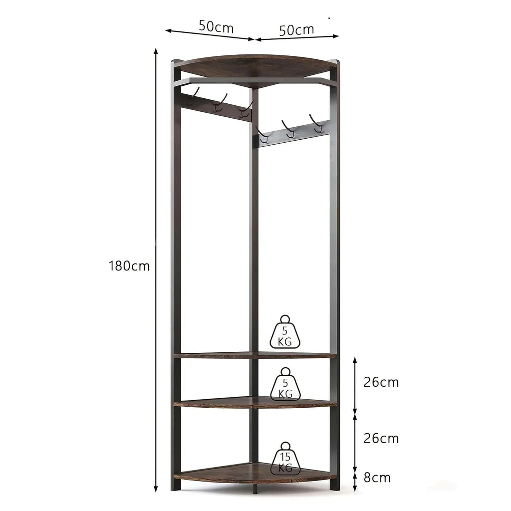 Corner Coat Rack, Metal Corner Coat Rack with Double Hooks/storage Rack/shoe Rack, Space Saving,... - House Of Avana [[SKU:HOA-CHS-400]]