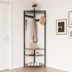 Corner Coat Rack, Metal Corner Coat Rack with Double Hooks/storage Rack/shoe Rack, Space Saving,... - House Of Avana [[SKU:HOA-CHS-400-A]]