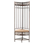 Metal Corner Hall Tree Foyer Entryway Shoe Storage Bench Coat Rack in Copper