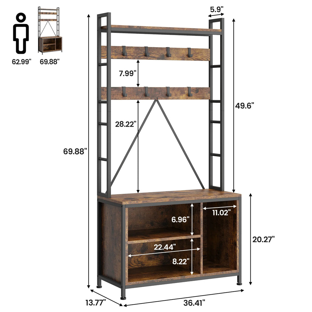 5-in-1 Entryway Hall Tree Organizer with Bench - Heavy-duty Shoe Storage Cabinet, Hooks, Drawers & Top... - House Of Avana