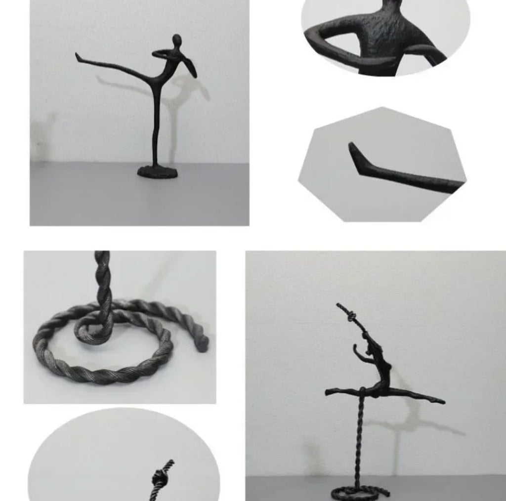 Abstract Statue - Dancing Girl Iron Finish | Metal Figure Sculpture | top view | Abstract home decor | House of Avana