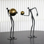 Metal Human Figure Sculpture with Gold Ball – Artistic Home Decor | Iron Figure Sculpture | overhead view | Abstract home decor | House of Avana