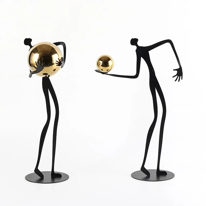 Metal Human Figure Sculpture with Gold Ball – Artistic Home Decor | Iron Figure Sculpture | product view 16 | Abstract home decor | House of Avana