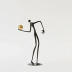 Metal Human Figure Sculpture with Gold Ball – Artistic Home Decor | Iron Figure Sculpture | side view | Abstract home decor | House of Avana