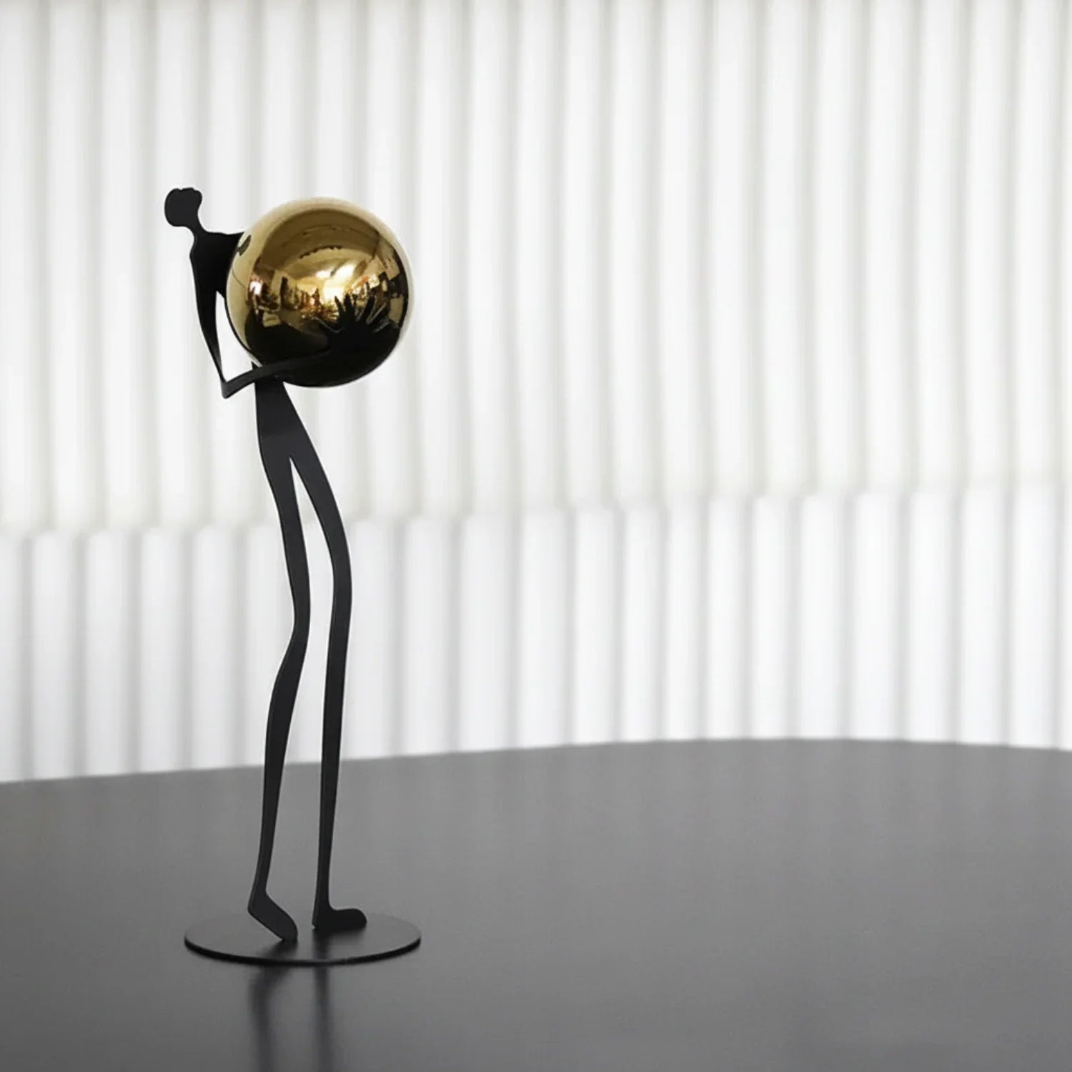 Metal Human Figure Sculpture with Gold Ball – Artistic Home Decor | Iron Figure Sculpture | product view 21 | Abstract home decor | House of Avana