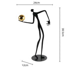 Metal Human Figure Sculpture with Gold Ball – Artistic Home Decor | Iron Figure Sculpture | back view | Abstract home decor | House of Avana