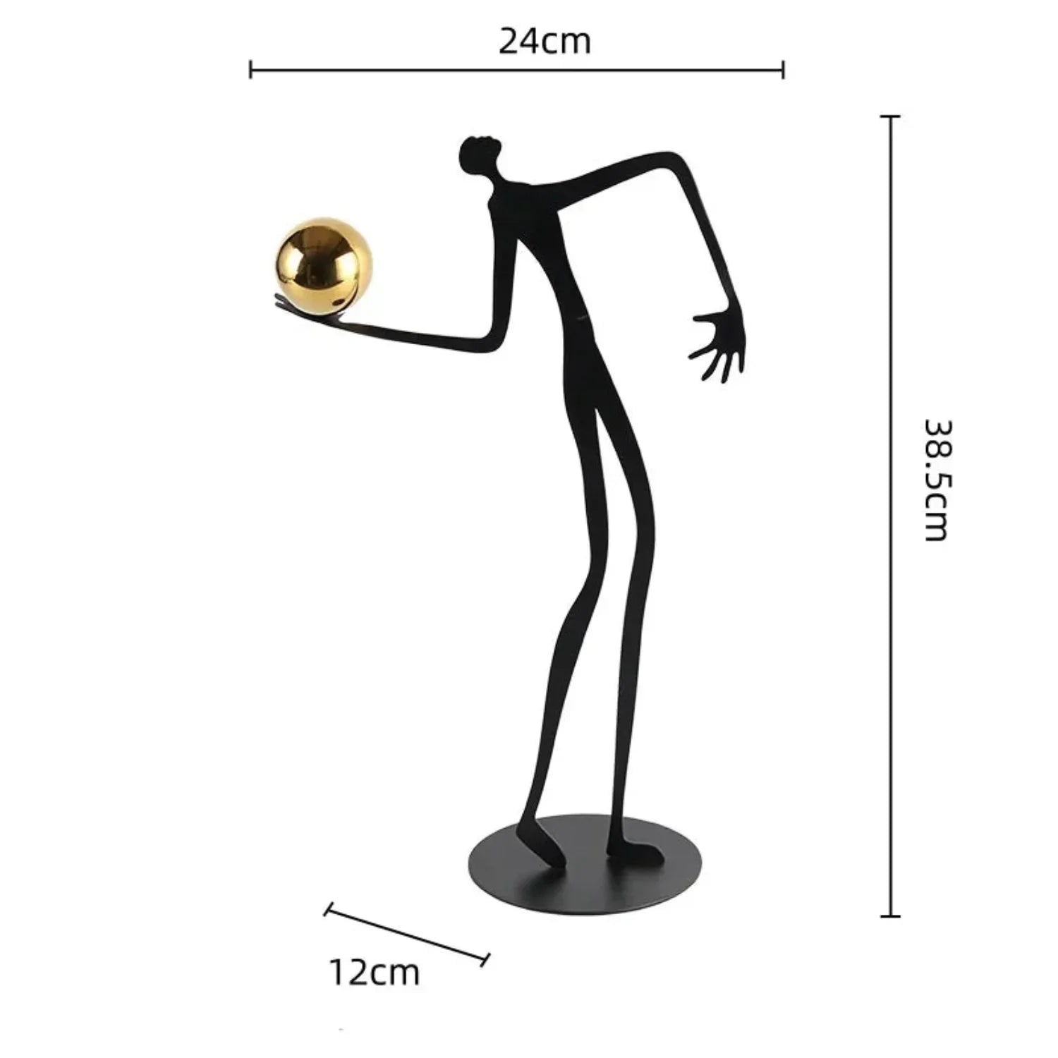 Metal Human Figure Sculpture with Gold Ball – Artistic Home Decor | Iron Figure Sculpture | back view | Abstract home decor | House of Avana