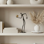 Metal Human Figure Sculpture with Gold Ball – Artistic Home Decor | Iron Figure Sculpture | top view | Abstract home decor | House of Avana