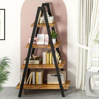 LAMERGE 4-storey A-shaped Bookshelf, Metal Frame Bookshelf, Standing Bedroom Ladder, Open Display Shelf, Indoor Plant Shelf, M Living Room, Office, Small Space Home Furniture Bookshelf House Of Avana [[SKU:HOA-BOK-015]]