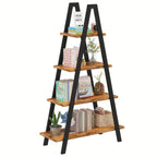LAMERGE 4-storey A-shaped Bookshelf, Metal Frame Bookshelf, Standing Bedroom Ladder, Open Display Shelf, Indoor Plant Shelf, M Living Room, Office, Small Space Home Furniture Bookshelf House Of Avana [[SKU:HOA-BOK-015]]