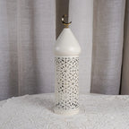 1pc Metal LED Decorative Lantern with Intricate Cut-Out Patterns & Crescent Moon Accents - Battery-Powered Tabletop Home Decor for Ramadan, Weddings, Diwali - Warm White Light (3 AAA Batteries Not Included), Lantern Decor House Of Avana
