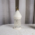 1pc Metal LED Decorative Lantern with Intricate Cut-Out Patterns & Crescent Moon Accents - Battery-Powered Tabletop Home Decor for Ramadan, Weddings, Diwali - Warm White Light (3 AAA Batteries Not Included), Lantern Decor House Of Avana [[SKU:HOA-LGT-400-A]]
