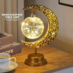 Metal Night Light - Golden Crescent Moon LED