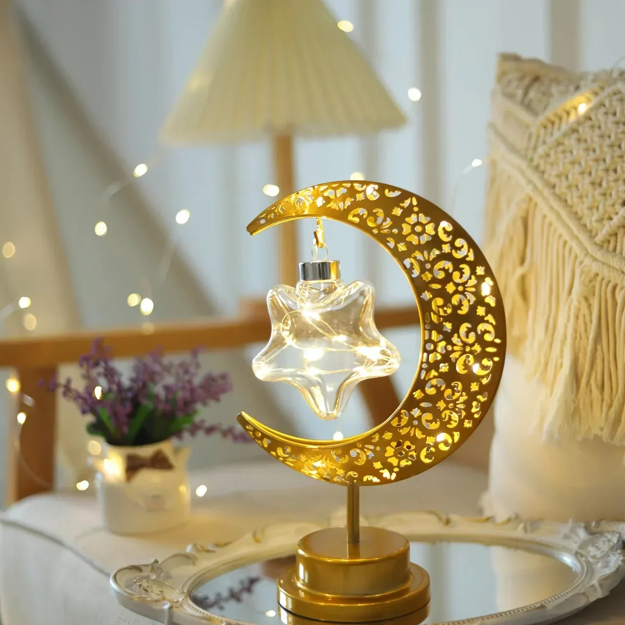 Metal Night Light - Golden Crescent Moon LED