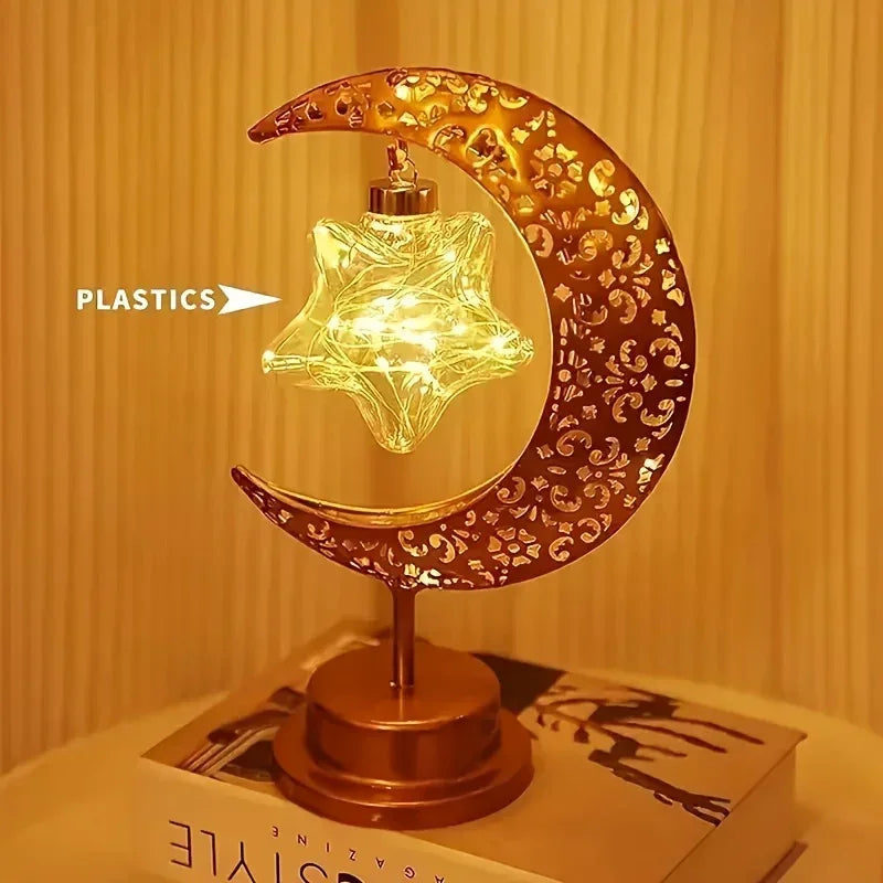 Metal Night Light - Golden Crescent Moon LED