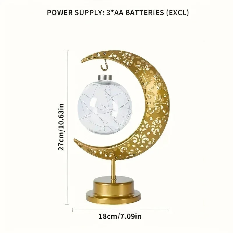 Metal Night Light - Golden Crescent Moon LED