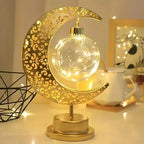 Metal Night Light - Golden Crescent Moon LED