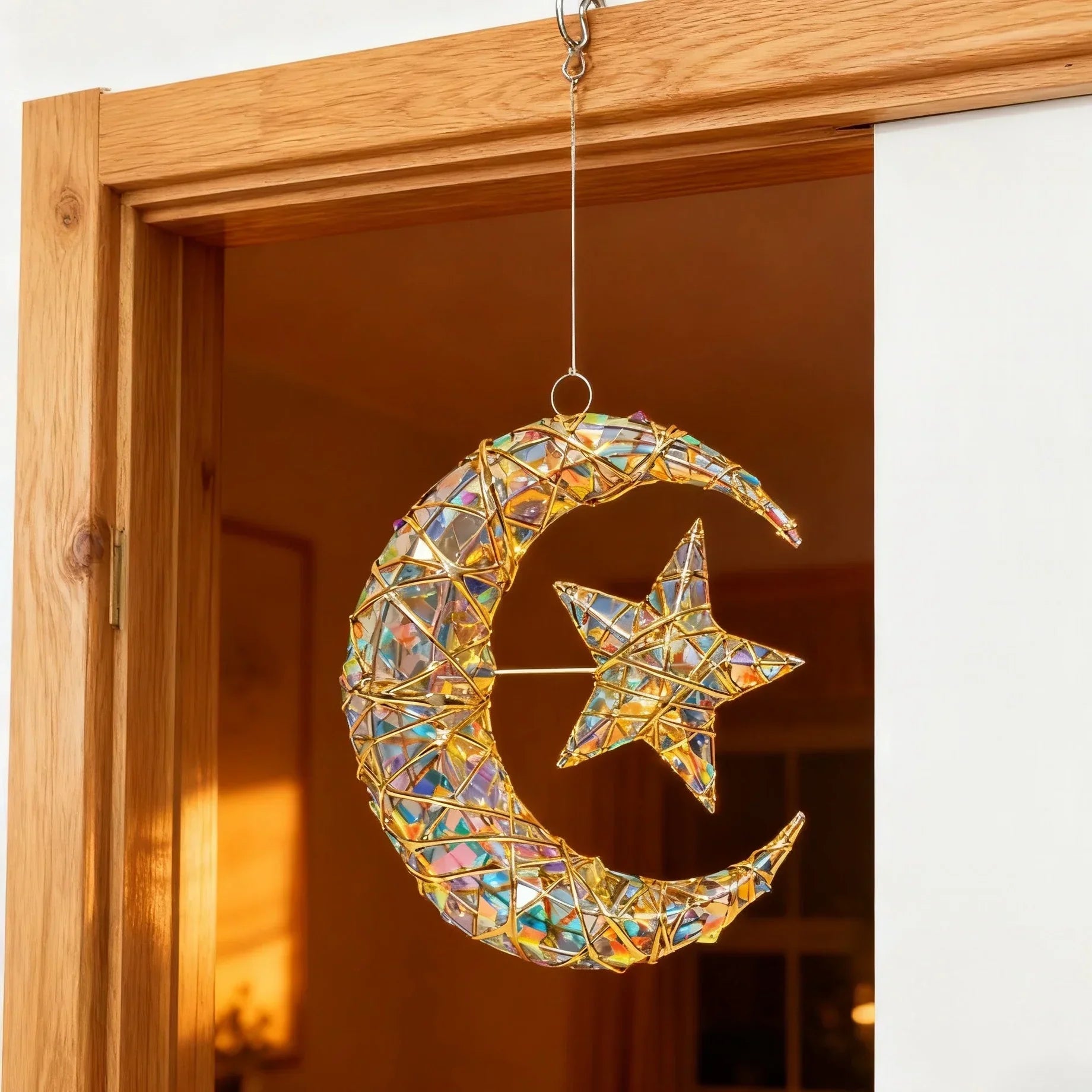 Metal Star Moon Pendant - 11.8-inch Luxury
