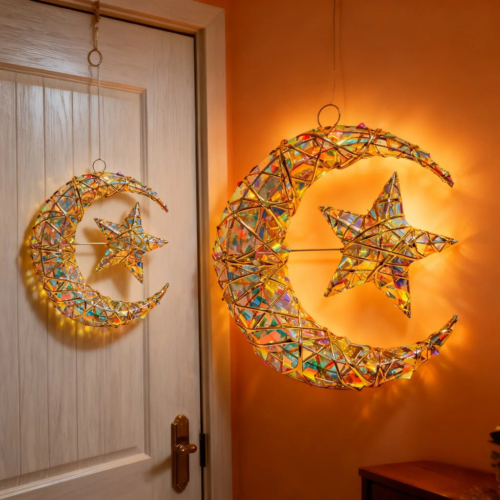 Metal Star Moon Pendant - 11.8-inch Luxury