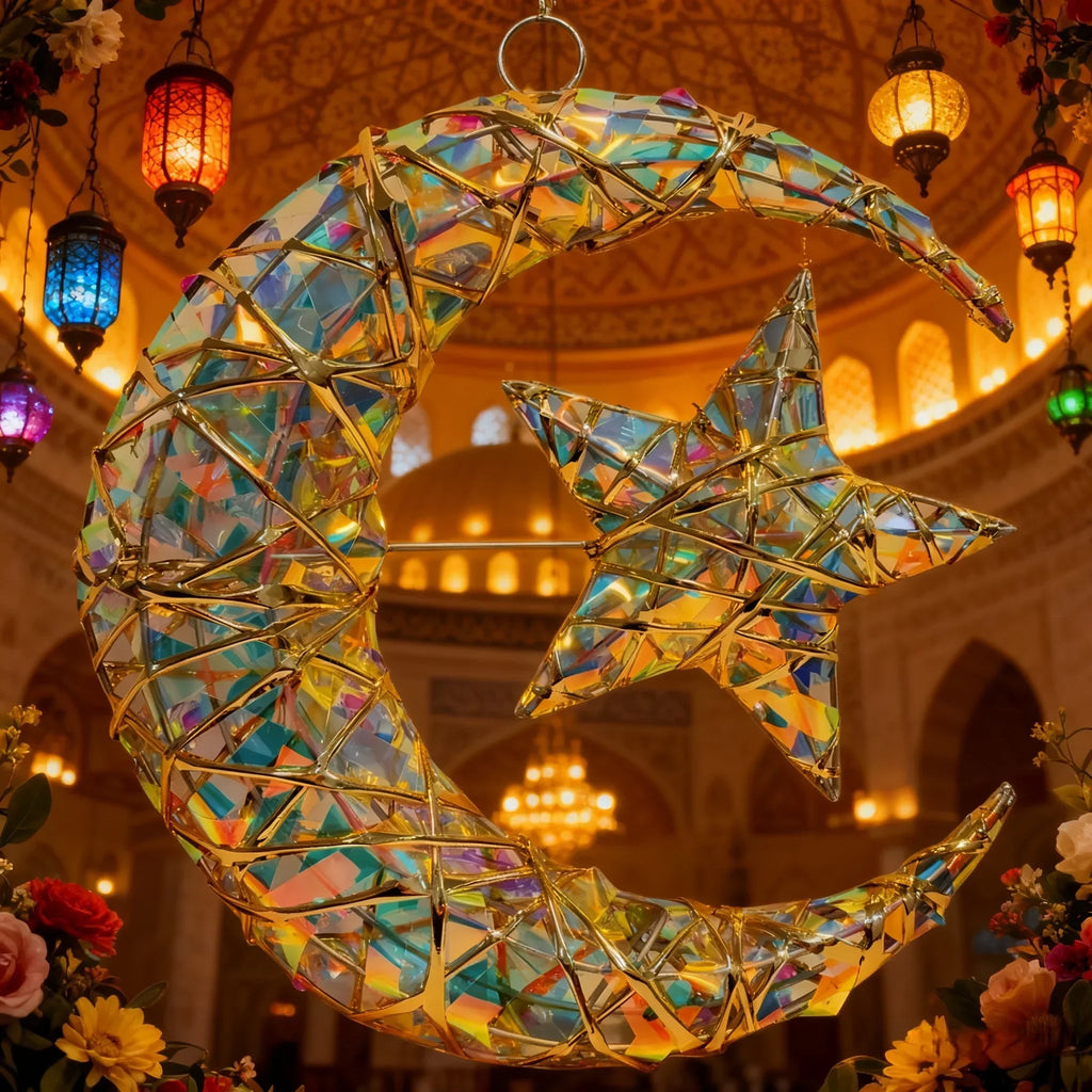 Metal Star Moon Pendant - 11.8-inch Luxury
