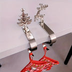 4pcs holiday Christmas stocking holder set, polished Golden and Silvery metal hooks with anti-slip pads, stylish wall-mounted fireplace rack for displaying clothes hangers, suitable for mantel metal fireplace stocking holders House Of Avana