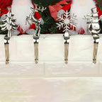 4pcs holiday Christmas stocking holder set, polished Golden and Silvery metal hooks with anti-slip pads, stylish wall-mounted fireplace rack for displaying clothes hangers, suitable for mantel metal fireplace stocking holders House Of Avana