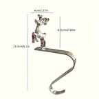 4pcs holiday Christmas stocking holder set, polished Golden and Silvery metal hooks with anti-slip pads, stylish wall-mounted fireplace rack for displaying clothes hangers, suitable for mantel metal fireplace stocking holders House Of Avana