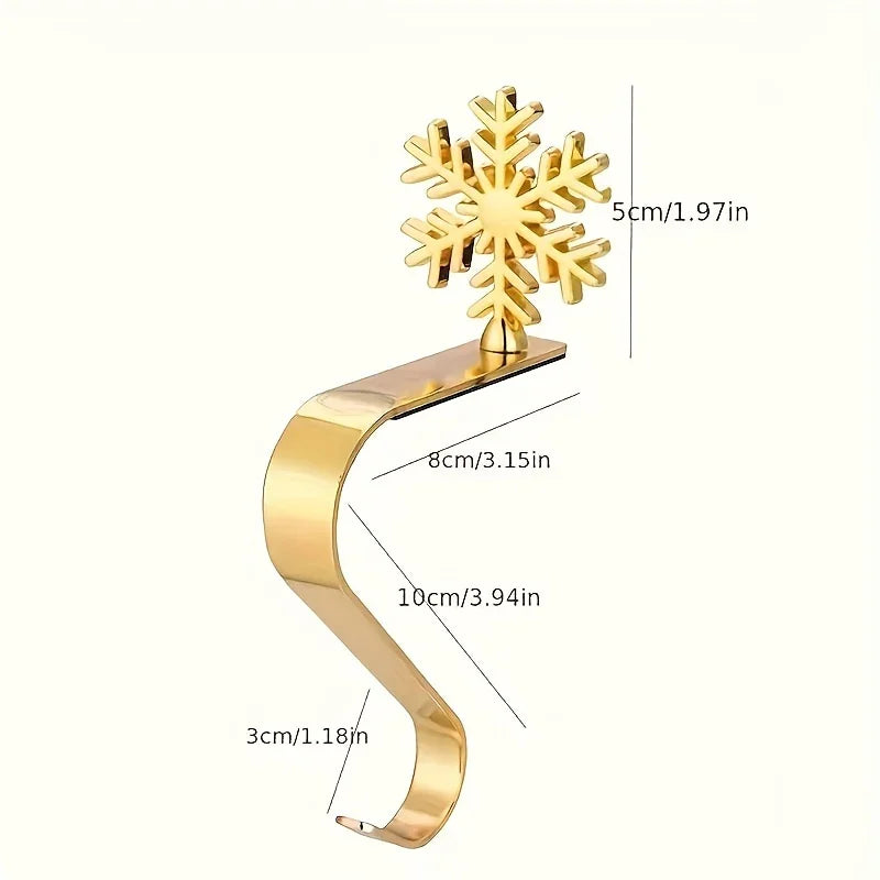 4pcs holiday Christmas stocking holder set, polished Golden and Silvery metal hooks with anti-slip pads, stylish wall-mounted fireplace rack for displaying clothes hangers, suitable for mantel metal fireplace stocking holders House Of Avana
