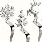 4pcs holiday Christmas stocking holder set, polished Golden and Silvery metal hooks with anti-slip pads, stylish wall-mounted fireplace rack for displaying clothes hangers, suitable for mantel metal fireplace stocking holders House Of Avana