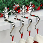 4pcs holiday Christmas stocking holder set, polished Golden and Silvery metal hooks with anti-slip pads, stylish wall-mounted fireplace rack for displaying clothes hangers, suitable for mantel metal fireplace stocking holders House Of Avana