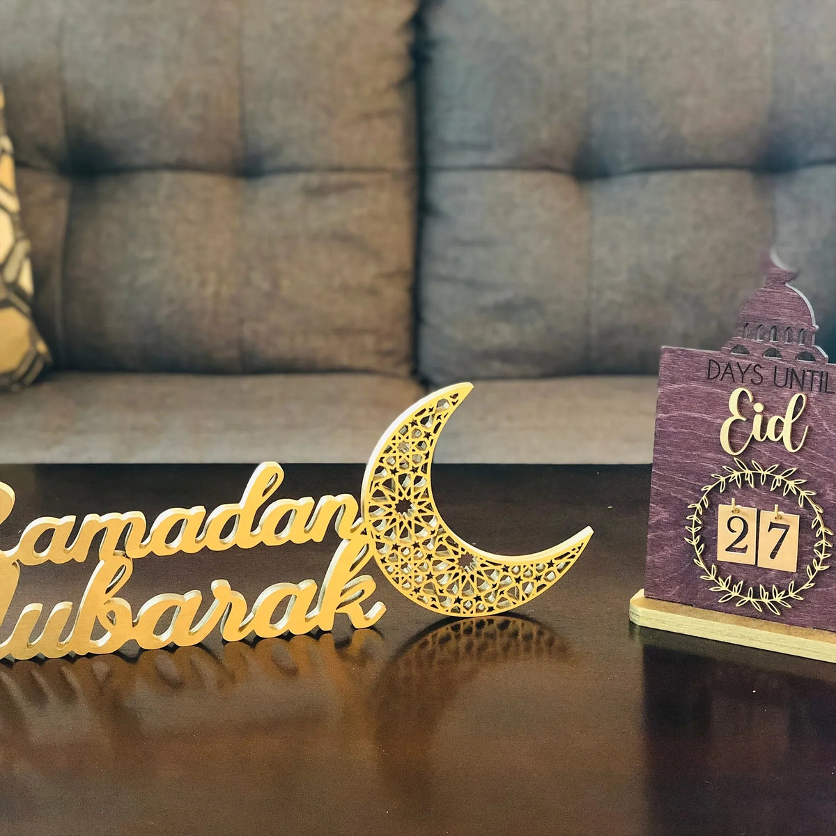 Ramadan Mubarak Wooden Table Stand, Ramadan Mubarak Decoration, Eid Mubarak Decoration, Ramadan Gifts, Ramadan Room Decoration, Ramadan Decor, Ramadan Decorations for Home, Ramadan Mubarak Sign House Of Avana [[SKU:HOA-WAL-070]]