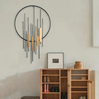 Metal Wall Art - Geometric Circle Design with Rustic Industrial Bars & Beams, side view - House Of Avana [[SKU:HOA-WAL-054]]