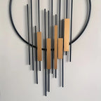 Metal Wall Art - Geometric Circle Design with Rustic Industrial Bars & Beams, detail shot - House Of Avana