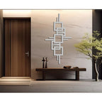 Metal Wall Art Geometric Design with Diagonal Lines Large Modern Statement Piece, detail shot - House Of Avana