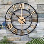 Metal Wall Clock with Roman Numerals, Silent Non-ticking Mechanism for Home and Office Decor, back view - House Of Avana