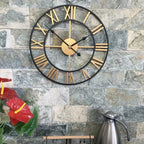 Metal Wall Clock with Roman Numerals, Silent Non-ticking Mechanism for Home and Office Decor, lifestyle... - House Of Avana [[SKU:HOA-WAL-052]]