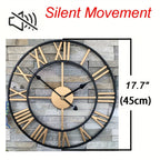 Metal Wall Clock with Roman Numerals, Silent Non-ticking Mechanism for Home and Office Decor, top view - House Of Avana [[SKU:HOA-WAL-052]]