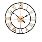 Metal Wall Clock with Roman Numerals, Silent Non-ticking Mechanism for Home and Office Decor, angled view - House Of Avana [[SKU:HOA-WAL-052]]