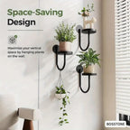 Metal Wall Planters with Geometric Frame - 3-pack Hanging Shelves, angled view - House Of Avana