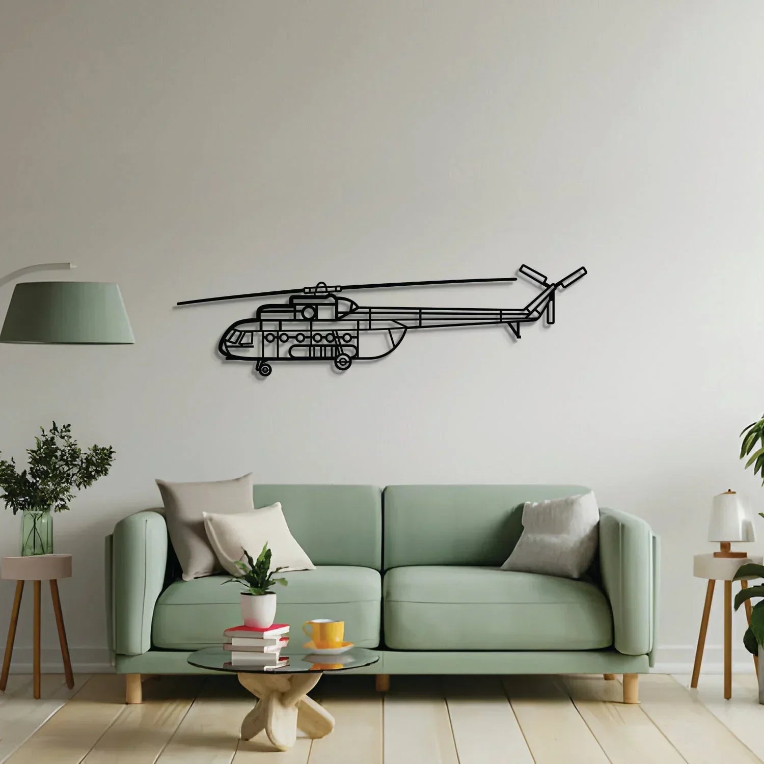 Mi-8 Metal Aircraft Wall Art - Ncp0584, side view - House Of Avana