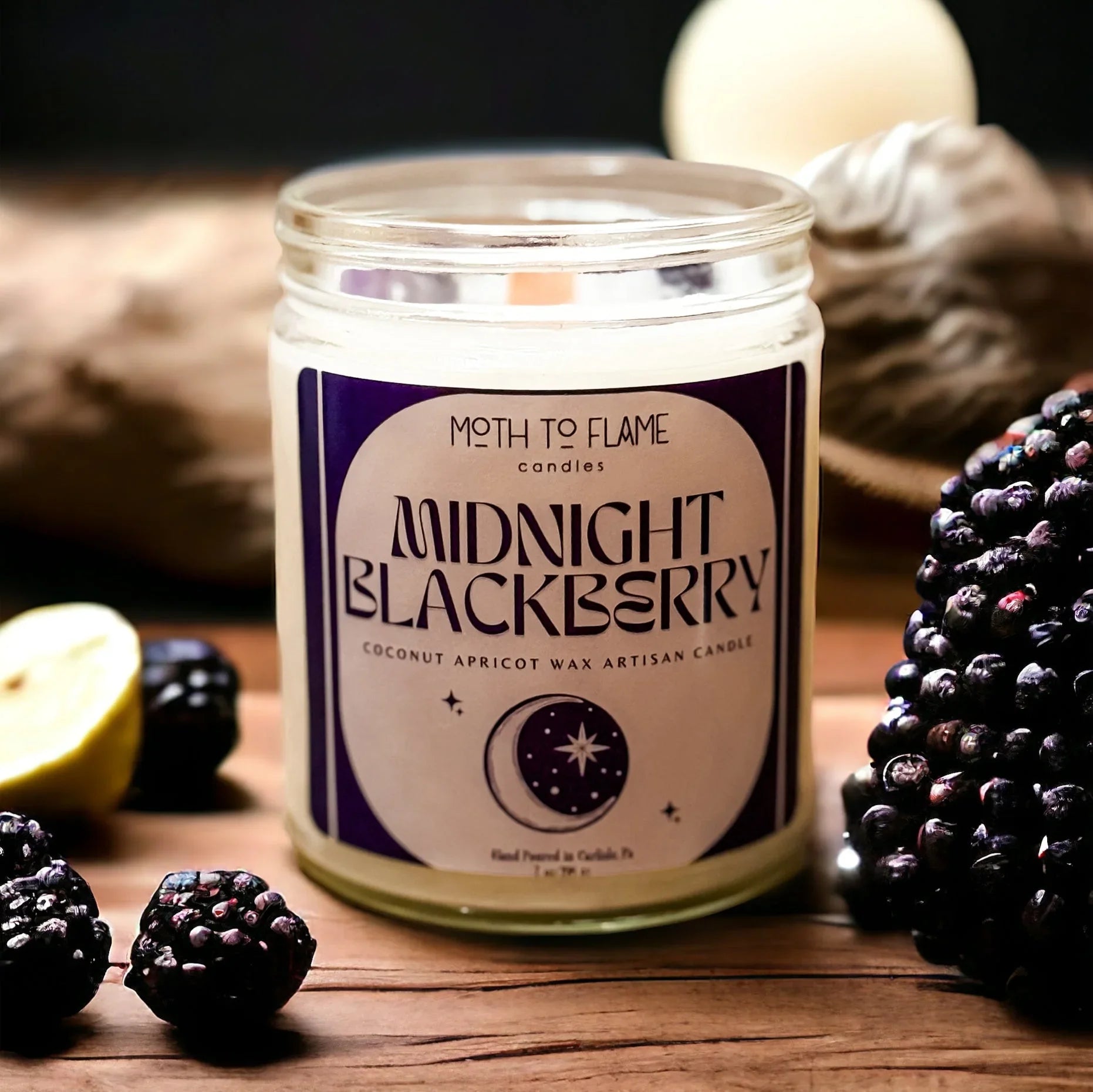 Midnight Blackberry – 7 oz Candle Moth to Flame Candles
