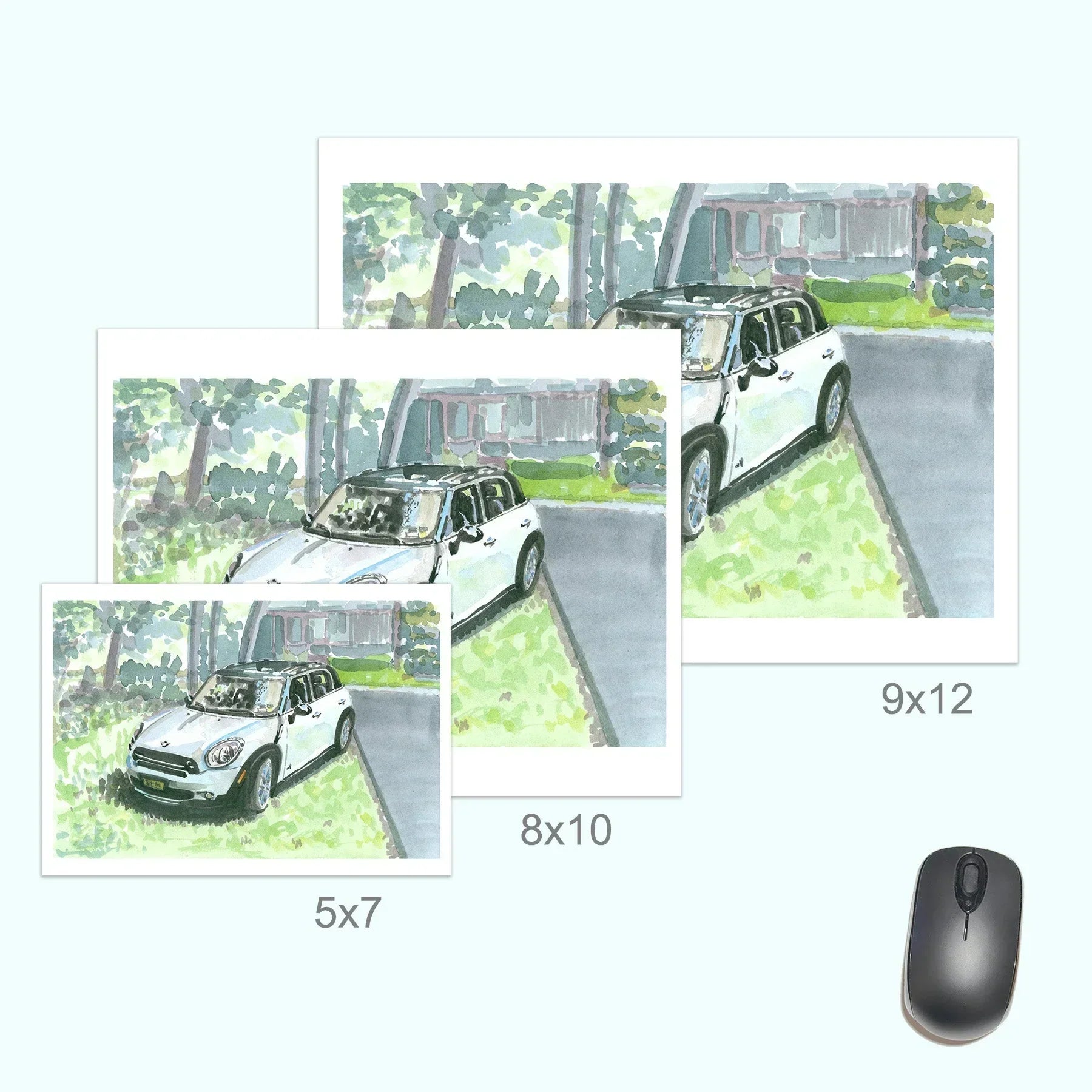 Mini Cooper Countryman Painting, Cute Car, Print, detail shot - House Of Avana