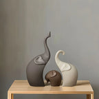 Elephant Figurine - Decorative Ceramic Matte Large, back view - House Of Avana
