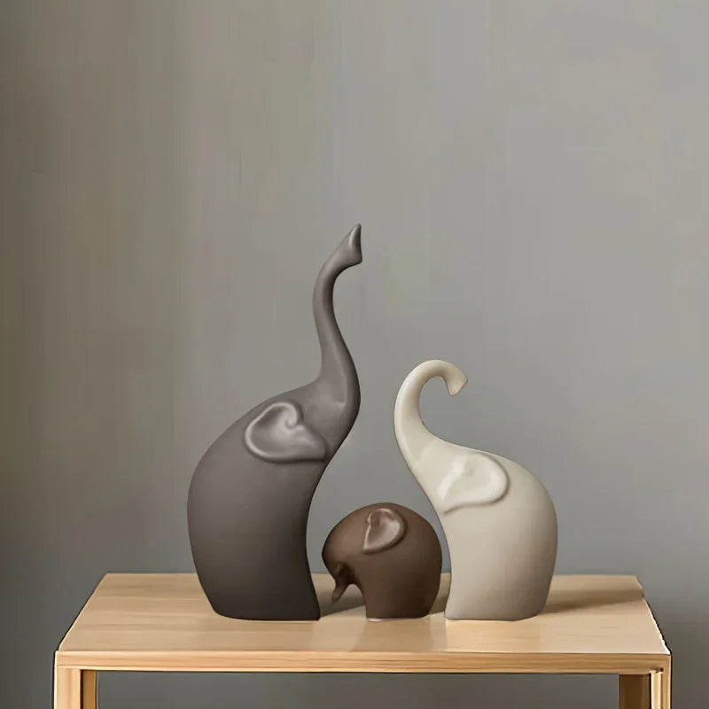Elephant Figurine - Decorative Ceramic Matte Large, back view - House Of Avana