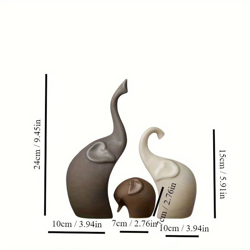Elephant Figurine - Decorative Ceramic Matte Large, side view - House Of Avana