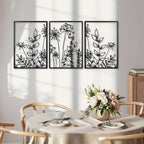 Minimalist Wall Art - Black Floral Design, back view - House Of Avana