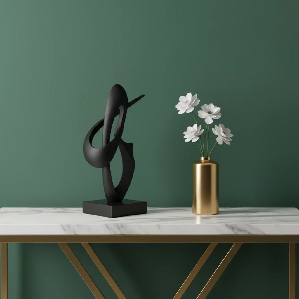 Modern Abstract Metal Sculpture Set – Minimalist Geometric Desk & Home Decor Ornament | Abstract Sculpture | angle view | Abstract home decor | House of Avana